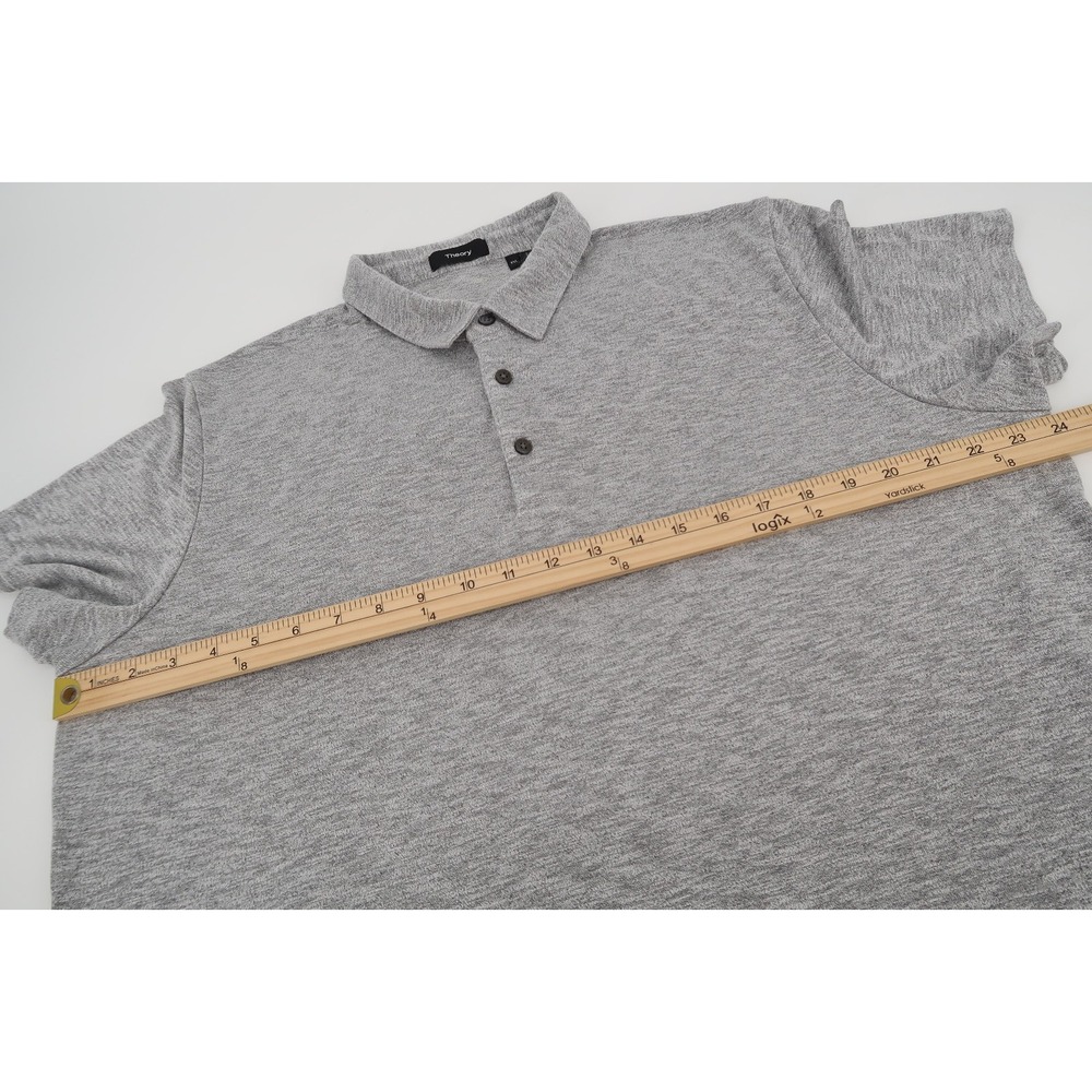 Theory Mens XXL Bron C Anemone Polo Shirt Gray Heather Short Sleeve Button 2XL - Picture 6 of 9